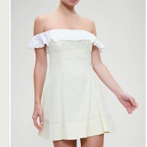 Frankies Bikinis Women's Yellow and White Dress